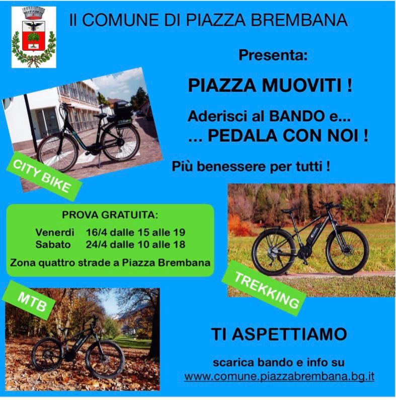 ✅ SABATO 24 dalle 10:00 alle 18:00 
vieni a provare le E-bike
Zona 4 strade Piazza Brembana